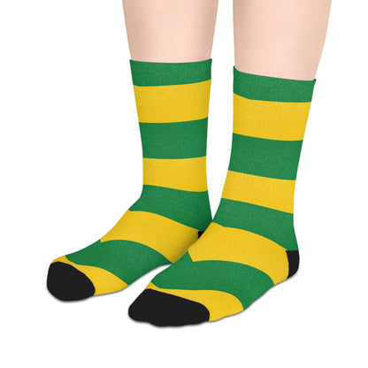 Green and Yellow Striped Mid-length Socks