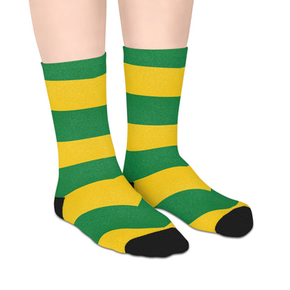 Green and Yellow Striped Mid-length Socks