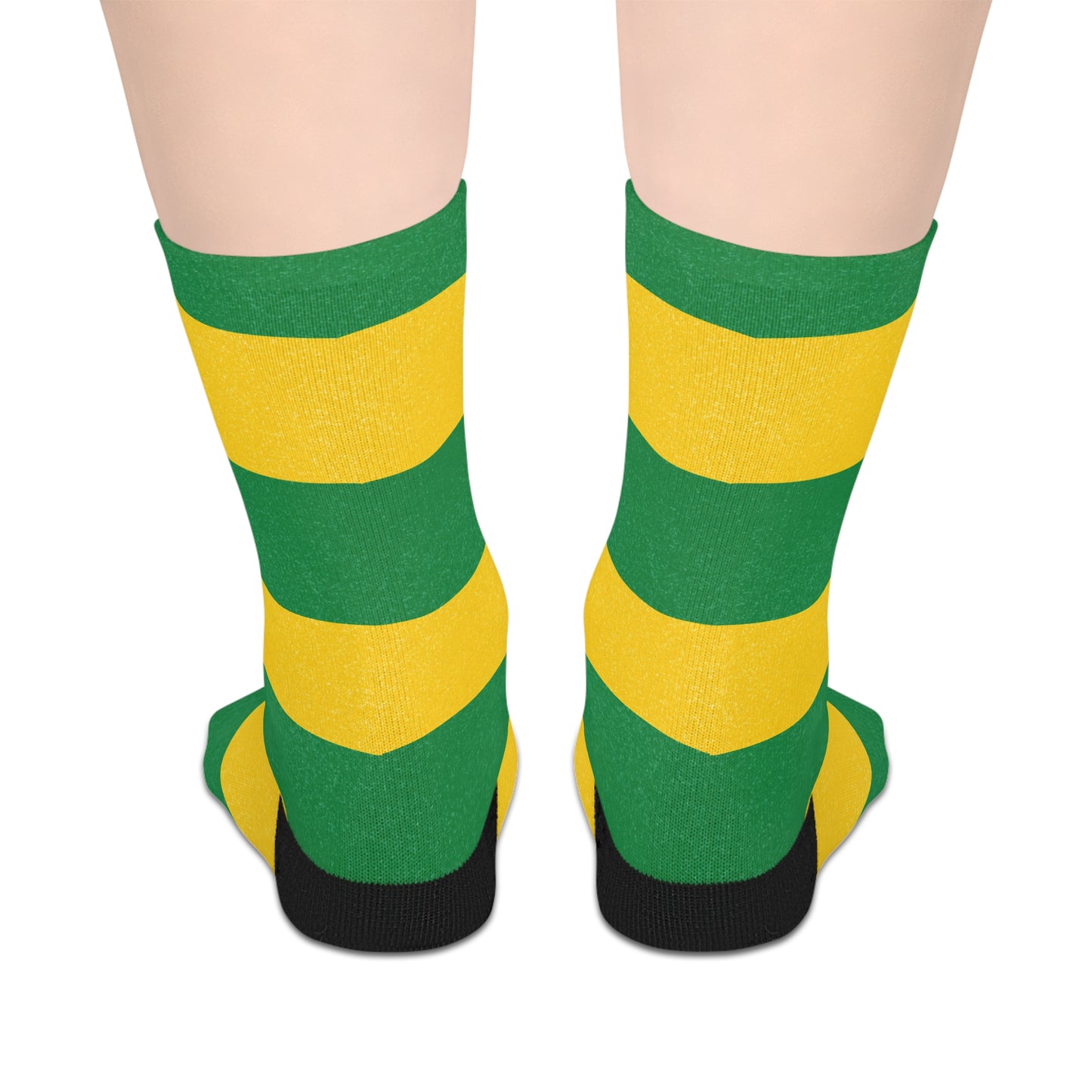 Green and Yellow Striped Mid-length Socks