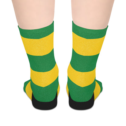 Green and Yellow Striped Mid-length Socks