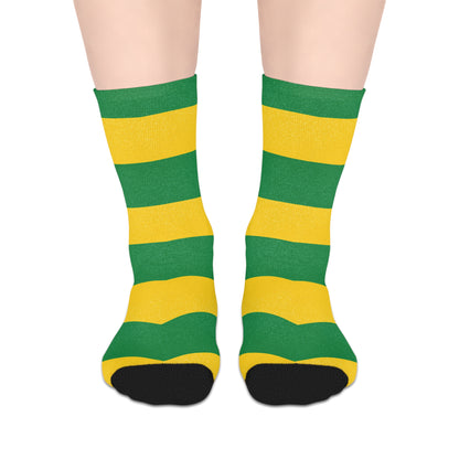 Green and Yellow Striped Mid-length Socks